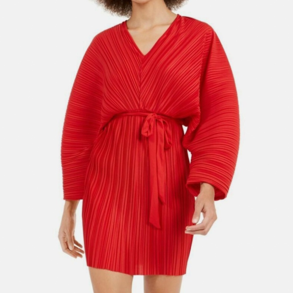 French Connection Crinkle Mini Dress Red